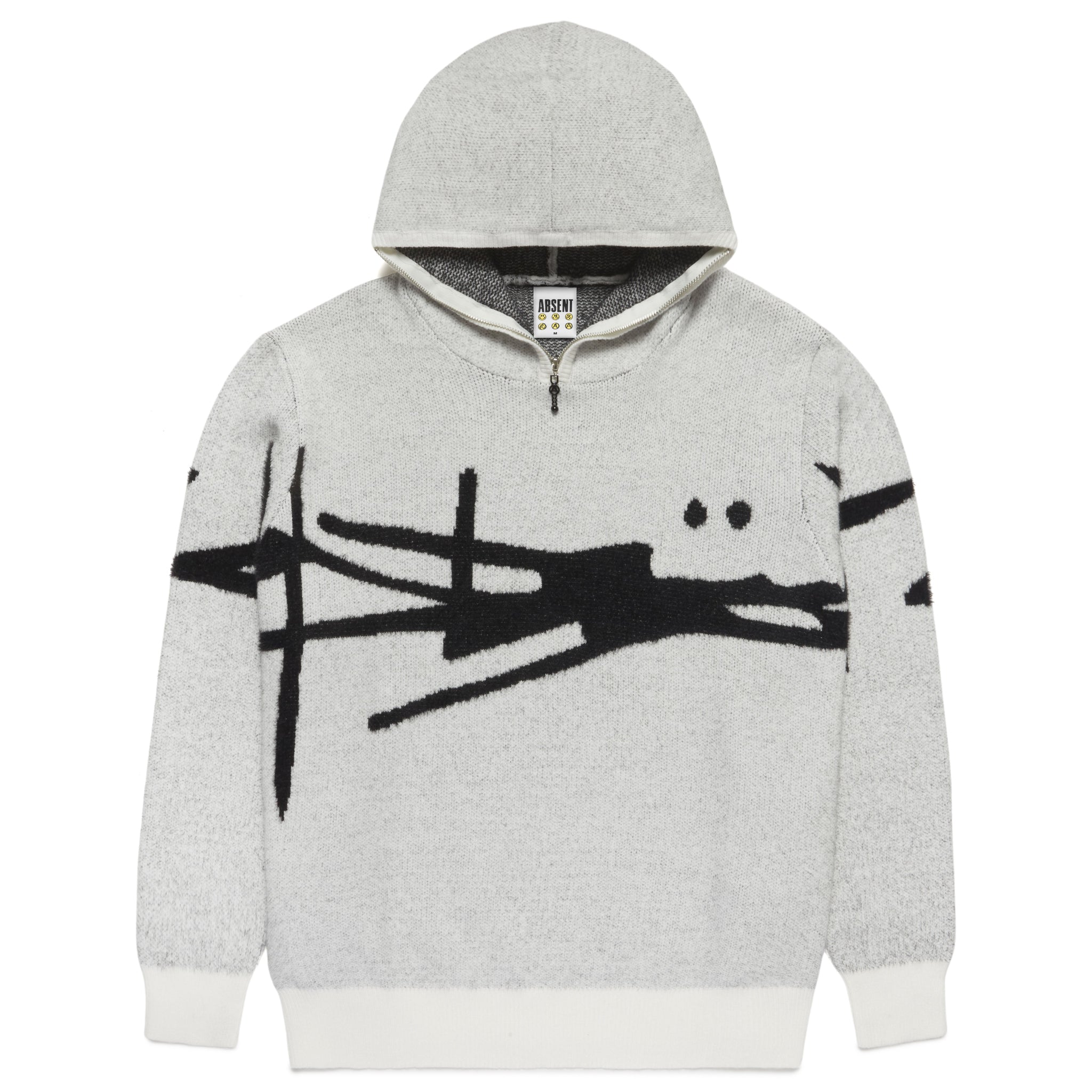 Mohair Knit Quarter Zip Balaclava Hoodie (Ivory) – ABSENT USA