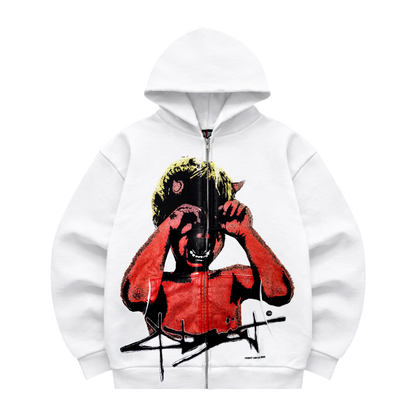 01. RHINESTONE DEVIL BABY HOODED ZIP-UP