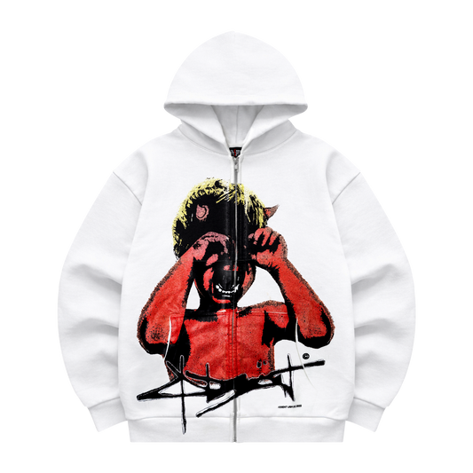 01. RHINESTONE DEVIL BABY HOODED ZIP-UP